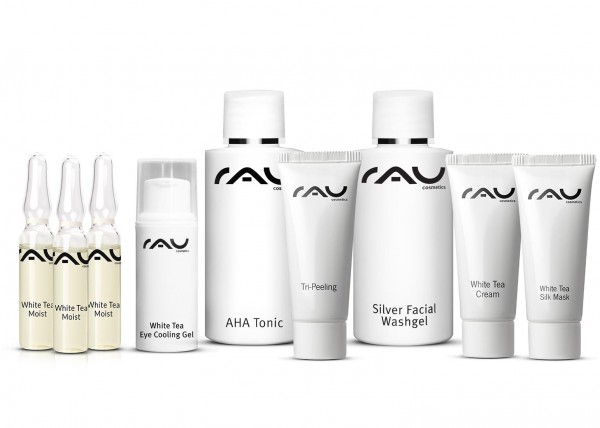 RAU Probeerset White Tea - zachte, hydraterende serie met anti-age effect - in gratis toilettasje