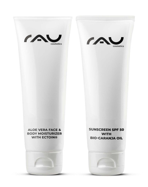 RAU Cosmetics zomerset: Zonnecrèm SPF 50 & Aloë Vera Face & Body after sun